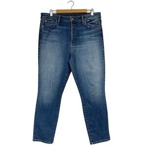 Level 99 Blue High Rise Straight Jeans Womens 34 Denim Classic Zip Fly Casual